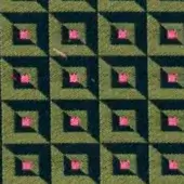 Grimaldi fabric pattern, dark olive-green and pink geometric squares, woven texture, repeating grid motif by Grimaldi & Kapua, Egoitaliano.